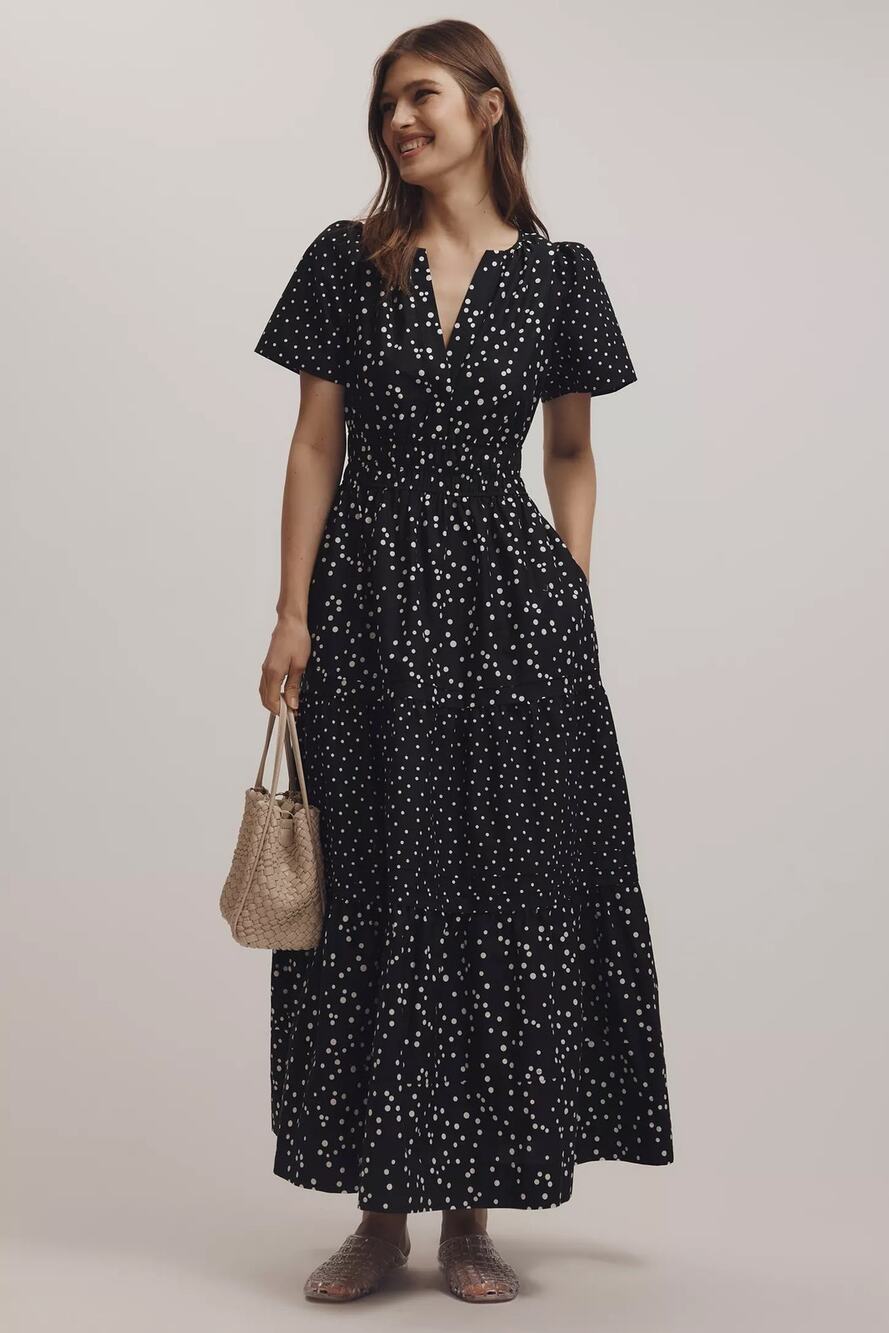 nwt by ANTHRPOLOGIE sz 3X Somerset Maxi Dress: dots motif